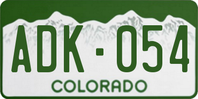 CO license plate ADK054