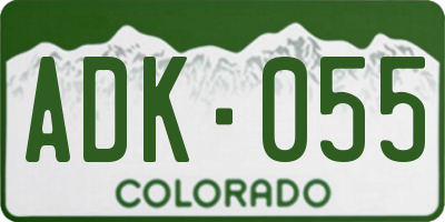 CO license plate ADK055