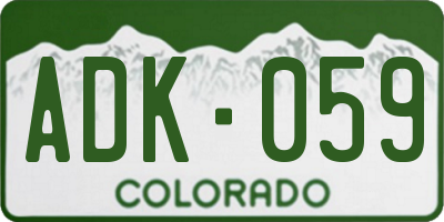 CO license plate ADK059