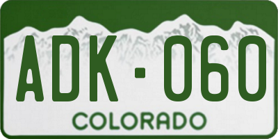 CO license plate ADK060