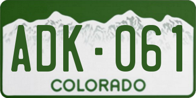 CO license plate ADK061