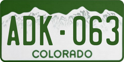 CO license plate ADK063