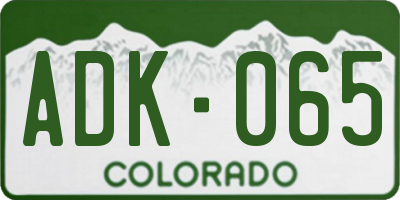 CO license plate ADK065