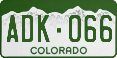 CO license plate ADK066