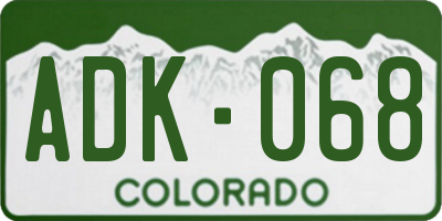 CO license plate ADK068
