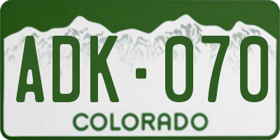 CO license plate ADK070