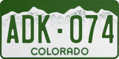 CO license plate ADK074