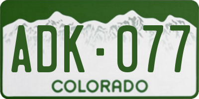 CO license plate ADK077