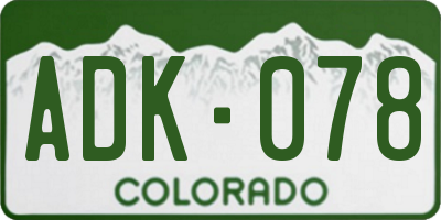 CO license plate ADK078
