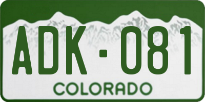 CO license plate ADK081
