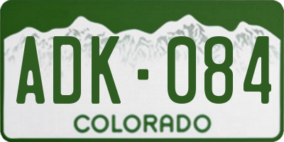 CO license plate ADK084