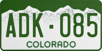 CO license plate ADK085