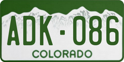 CO license plate ADK086