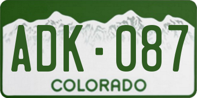 CO license plate ADK087