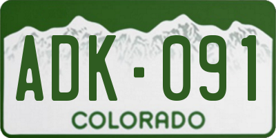 CO license plate ADK091