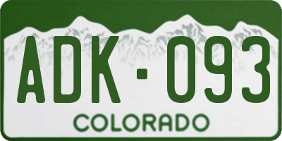 CO license plate ADK093