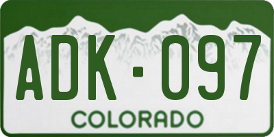 CO license plate ADK097