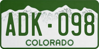 CO license plate ADK098