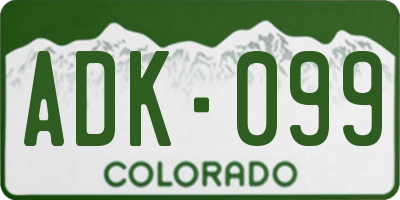 CO license plate ADK099