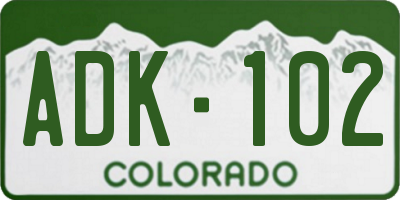 CO license plate ADK102