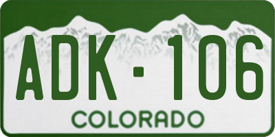 CO license plate ADK106