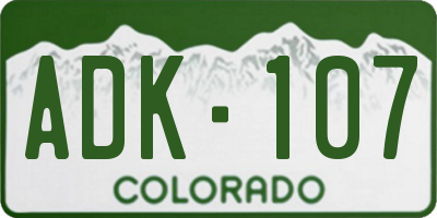 CO license plate ADK107