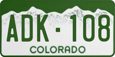CO license plate ADK108