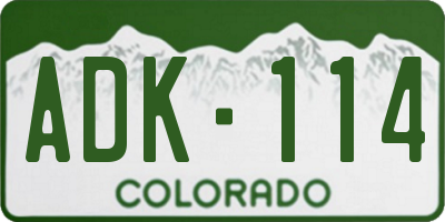 CO license plate ADK114
