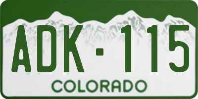 CO license plate ADK115