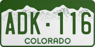 CO license plate ADK116