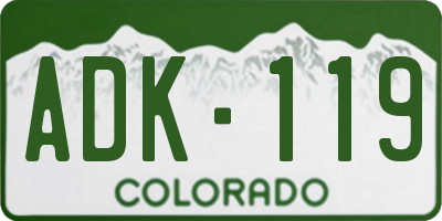 CO license plate ADK119