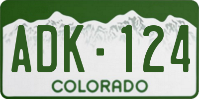 CO license plate ADK124