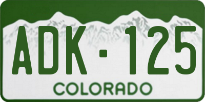 CO license plate ADK125