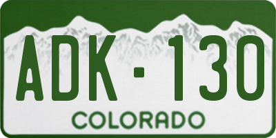 CO license plate ADK130
