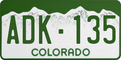 CO license plate ADK135