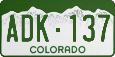 CO license plate ADK137
