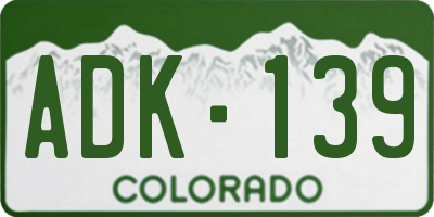 CO license plate ADK139
