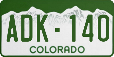 CO license plate ADK140