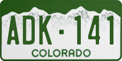 CO license plate ADK141