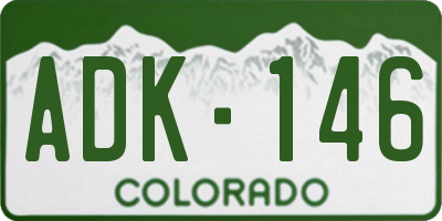 CO license plate ADK146