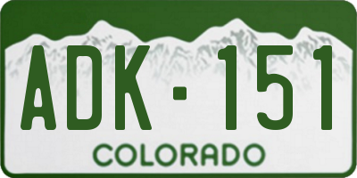 CO license plate ADK151