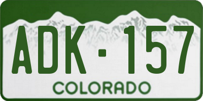 CO license plate ADK157