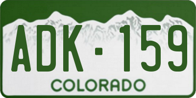 CO license plate ADK159