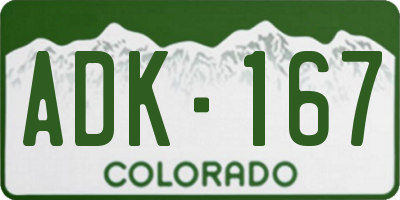 CO license plate ADK167