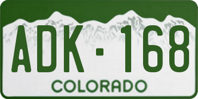 CO license plate ADK168