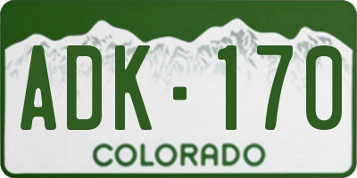 CO license plate ADK170