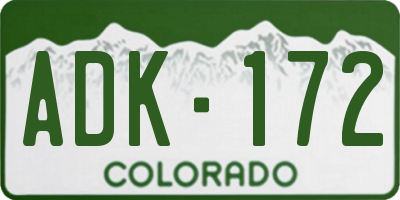 CO license plate ADK172