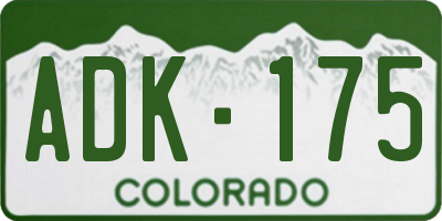 CO license plate ADK175