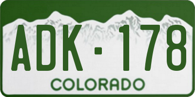 CO license plate ADK178