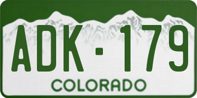 CO license plate ADK179